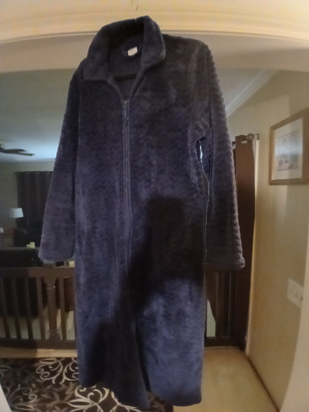 croft & barrow Long Plush Zip-Front Teddy Coat in Dark Navy